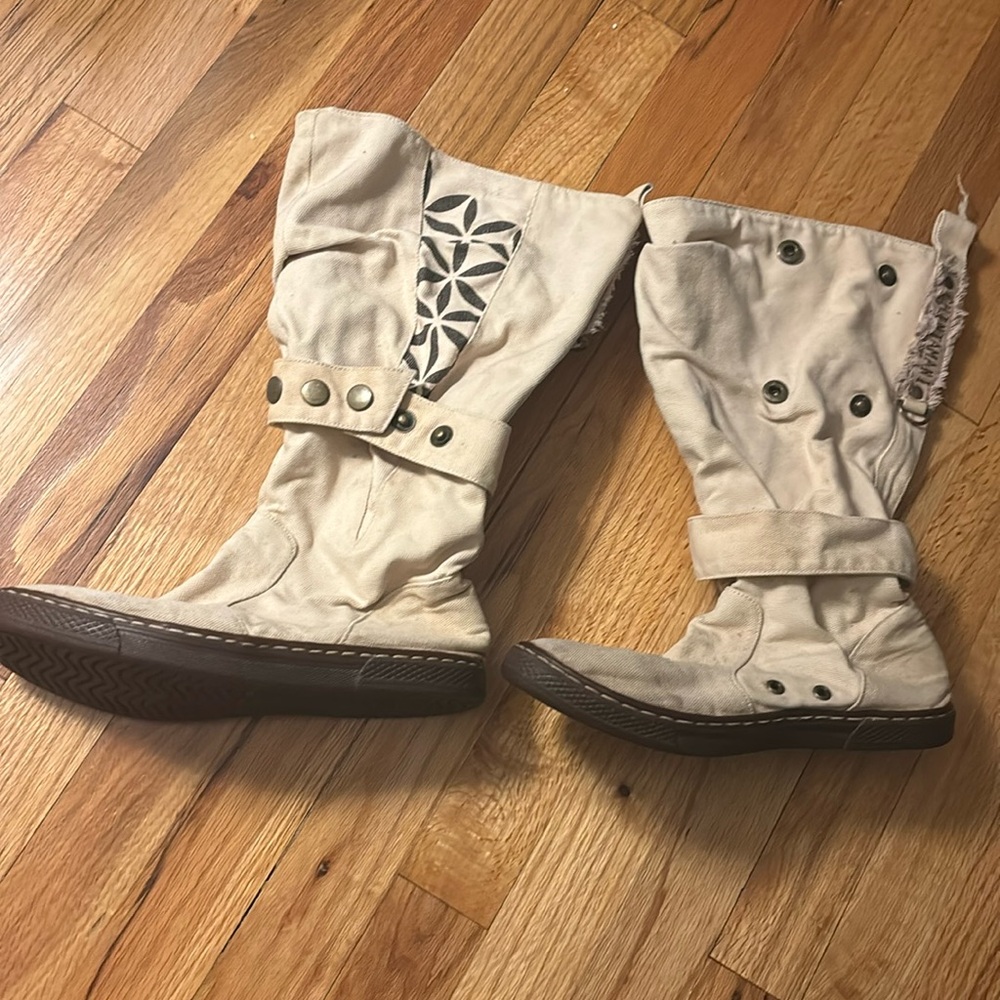amazing linen flower of life boots, adjustable and will fold